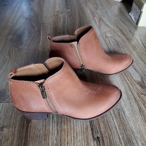Lucky Brand Basel Leather Flat Bootie, 5.5, Toffee